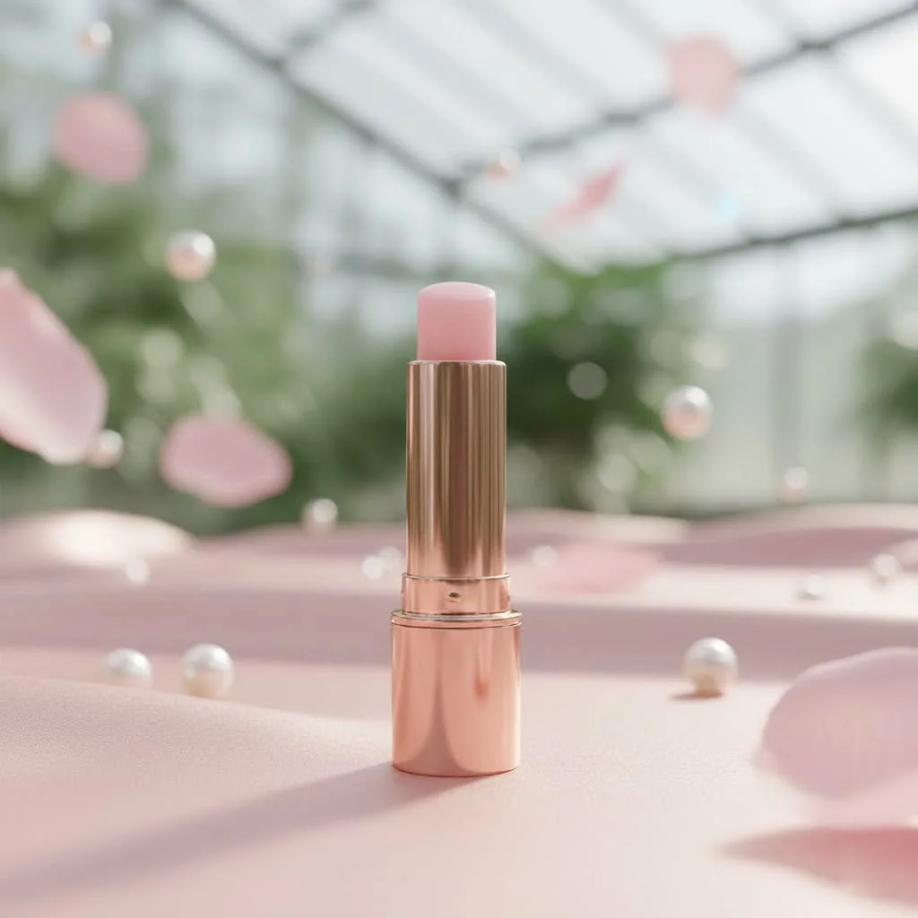 Close-up of a person applying a lip butter balm to their lips
